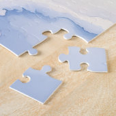 Great Dane Snowy Cabin Santa Hat Christmas Art ジグソーパズル (側面)