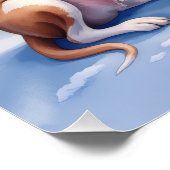 Great Dane Snowy Cabin Santa Hat Christmas Art ポスター (コーナー)