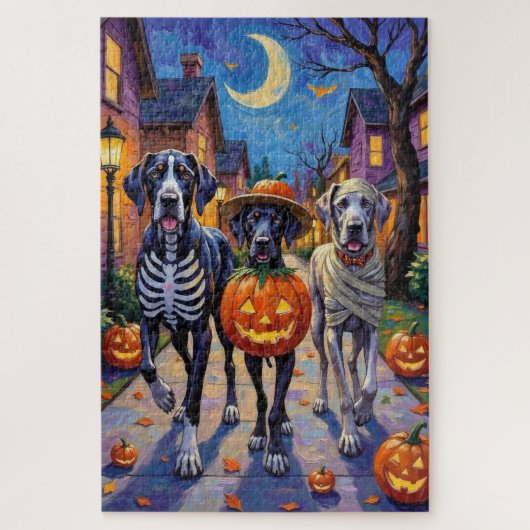 Great Dane Trick-or-Treating Halloween Costumes ジグソーパズル (縦)