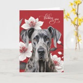 Great Dane White Lilies on Red Thinking of You カード (黄色い花)