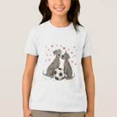 Great Dane with soccer ball for Valentine's Day トライブレンドＴシャツ (正面)