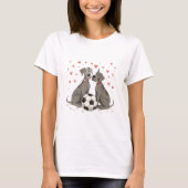 Great Dane with soccer ball for Valentine's Day Tシャツ (正面)