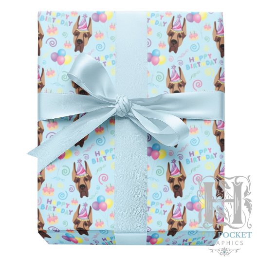 Great Dane Wrapping Paper in Blue ラッピングペーパー