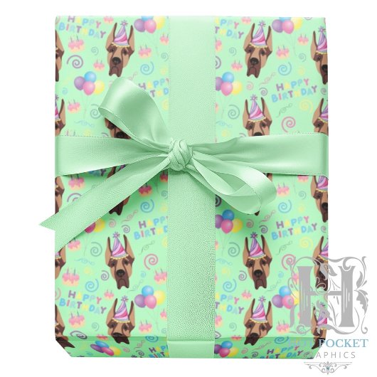 Great Dane Wrapping Paper in Green ラッピングペーパー