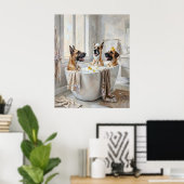 Great Danes Bathroom Tub Poster Art Print ポスター (ホームオフィス)