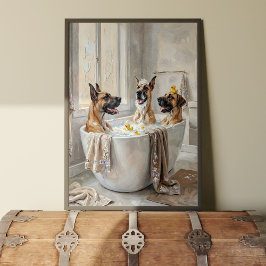 Great Danes Bathroom Tub Poster Art Print ポスター