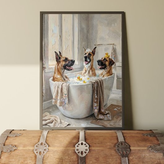 Great Danes Bathroom Tub Poster Art Print ポスター