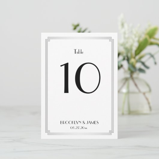 Great Gatsby Art Deco Silver Table Numbers 招待状 (スタンド正面)