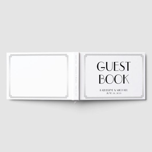 Great Gatsby Art Deco Silver Wedding Guest Book ゲストブック (全面)