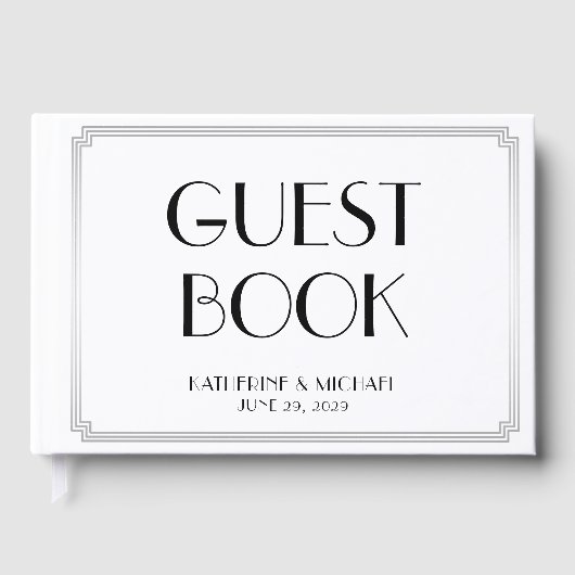 Great Gatsby Art Deco Silver Wedding Guest Book ゲストブック (正面)