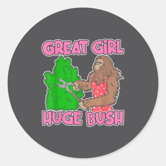 Great Girl Huge Bush Funny Design  ラウンドシール (正面)
