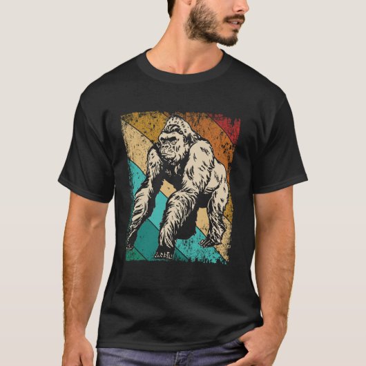 Great Gorilla Retro Silhouette Great Apes Tシャツ (正面)