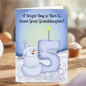 Great Granddaughter 5th Birthday Snowman Snowy  カード
