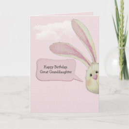 Great Granddaughter Birthday Bunny On Pink カード