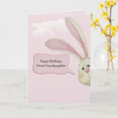 Great Granddaughter Birthday Bunny On Pink カード (黄色い花)