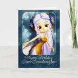 Great Granddaughter Birthday Card - Cute Blue Fair カード<br><div class="desc">Great Granddaughter Birthday Card - Cute Blue Fairy</div>