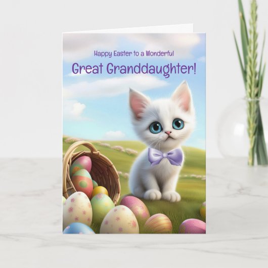Great Granddaughter Cute Easter with Kitten  カード (正面)