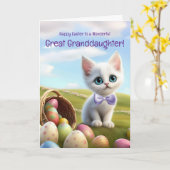 Great Granddaughter Cute Easter with Kitten  カード (黄色い花)