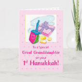 Great Granddaughter First Hanukkah Blue Dreidel カード (正面)