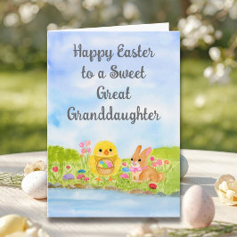 Great Granddaughter Happy Easter Baby Chick カード
