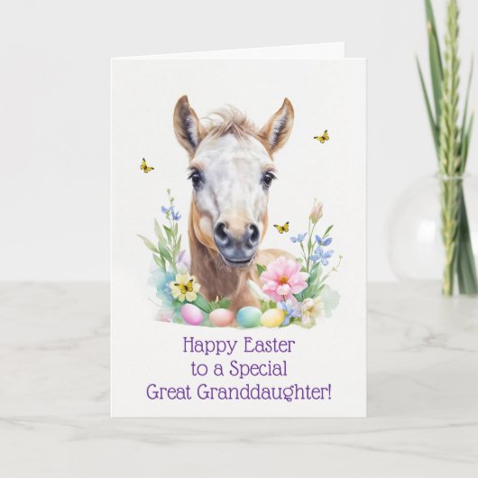 Great Granddaughter Happy Easter Cute Horse Foal シーズンカード (正面)