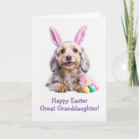 Great Granddaughter Happy Easter with Cute Puppy カード (正面)