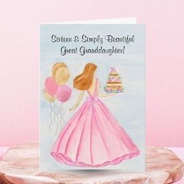 Great Granddaughter Sweet 16 Birthday Cake Girl  カード