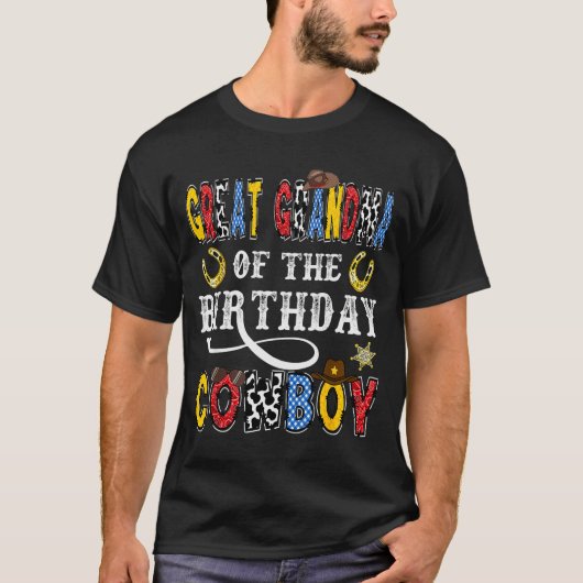 Great Grandma Of The Birthday Cowboy Western Rodeo Tシャツ (正面)
