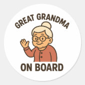 Great Grandma On Board ラウンドシール (正面)