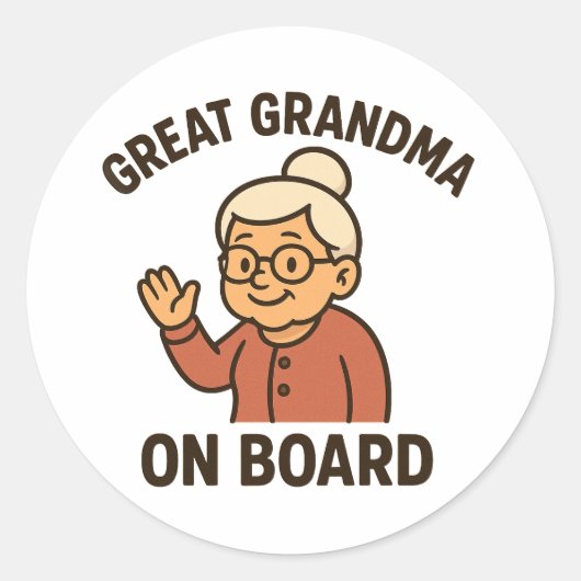 Great Grandma On Board ラウンドシール (正面)
