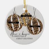 Great Grandma Photo Leopard Print Boujee Christmas セラミックオーナメント (正面)