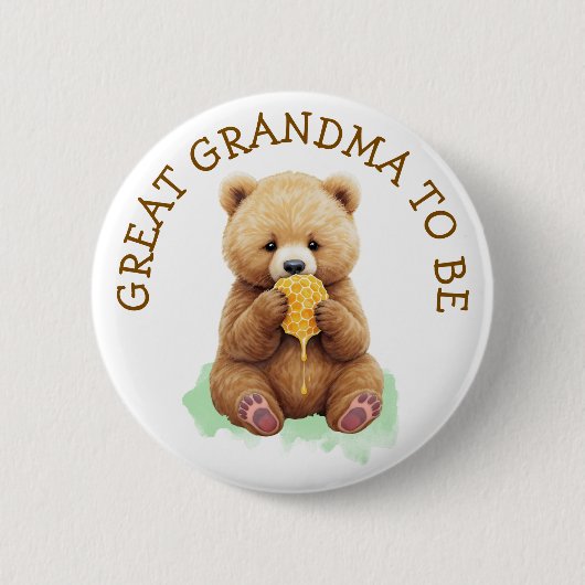 Great Grandma to Be | Bear Boy's Baby Shower 缶バッジ (正面)