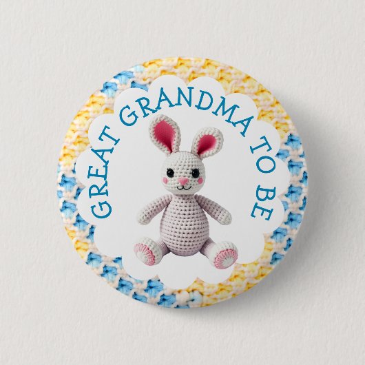 Great Grandma to Be | Boy's Baby Shower 缶バッジ (正面)