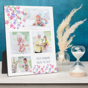 Great Grandma You're The Best 4 Photo Ditsy Flower フォトプラーク
