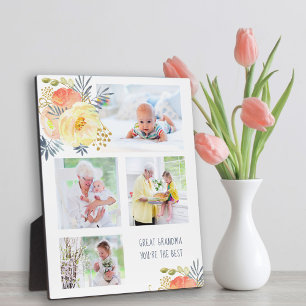 Great Grandma You're The Best 4 Photo Floral フォトプラーク