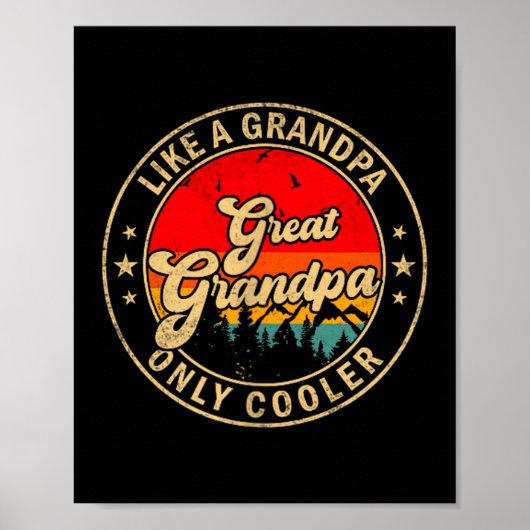 Great Grandpa Like A Grandpa Only Cooler Retro For ポスター (正面)