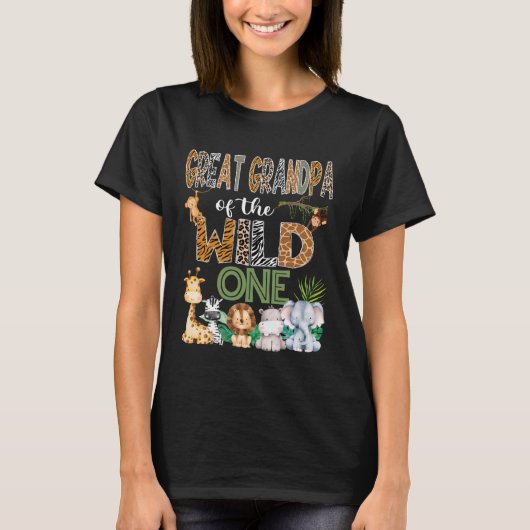 Great Grandpa of The Wild One 1St Birthday Safari Tシャツ (正面)