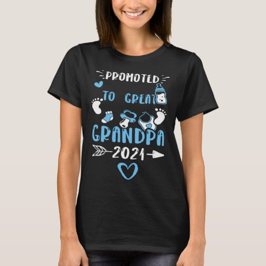 Great Grandpa Promoted to Great Grandpa 2021 Baby Tシャツ (正面)