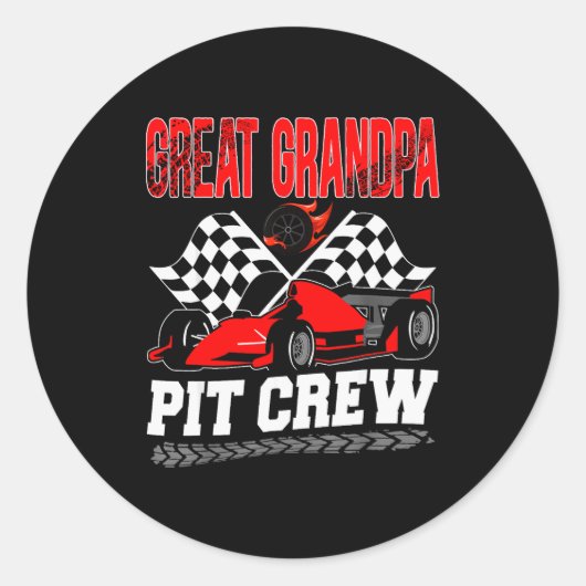 Great Grandpa T Crew Racing Family Race Car Birthd ラウンドシール (正面)