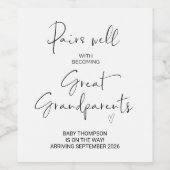 Great Grandparents Pregnancy Announcement Parents  ワインラベル (シングルラベル)