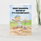 Great Grandson Happy Birthday Baseball Teddy Bear カード (正面)