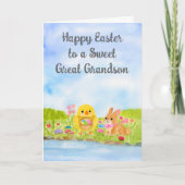 Great Grandson Happy Easter Baby Chick  カード (正面)