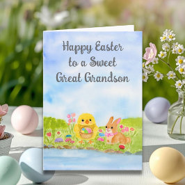 Great Grandson Happy Easter Baby Chick カード