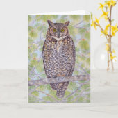 Great Horned Owl カード (黄色い花)