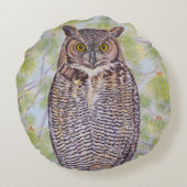 Great Horned Owl ラウンドクッション (裏面)
