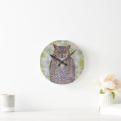 Great Horned Owl ラウンド壁時計 (ホーム)