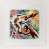 Great Horned Owl 200724AREF106 - Watercolor ジグソーパズル (横)