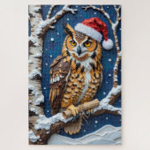 Great Horned Owl Christmas Scroll Bearer Hat ジグソーパズル (縦)