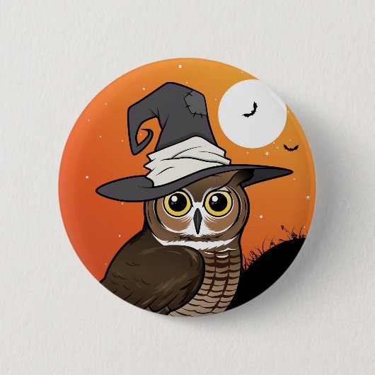 Great Horned Owl Witch! 缶バッジ (正面)
