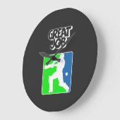 Great Job Cricket Logo Cricket Batsman  ラージ壁時計 (傾斜)